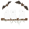 Mäuse-Geistertrio am Ast