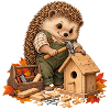 Igel baut ein Vogelhaus