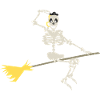 Skeletthühner mit einem Besen