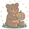Teddybär mit Kürbiskuchen