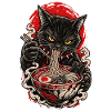 Brennende Ramen-Katze