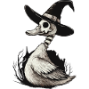 Skelett Ente mit Hexenhut