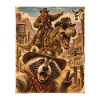 Raccoon Cowboy Dino Western