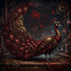 Crimson Steampunk Pfau
