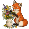 Fuchs arrangiert Wildblumen