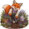 Fuchs pflanzt Lavendel