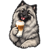 Keeshond mit Latte Macchiato