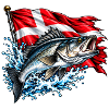 Wolfsbarsch und Flagge
