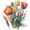 Aquarell-Tulpenbouquet-Schrift