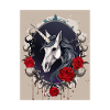 Dark Gothic Einhorn mit Rosen