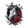 Dark Gothic Einhorn mit Rosen