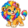 Kawaii Mehrfarbiger Regenbogenlöwe