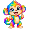 Kawaii Mehrfarbiger Regenbogenaffe