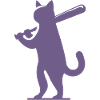Minimalistische Katzen-Baseballspieler Silhouette
