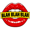 Fette rote Lippen mit Blah-Banner