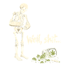 Skelett mit Cannabis-Spruch