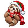 Süßes Faultier mit Weihnachtsmütze & Kakao