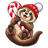 Süßer Otter mit Wintermütze & Zuckerstange