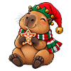 Süßes Capybara als Wichtel mit Lebkuchen