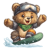 Bär auf Snowboard – Abenteuerzeit