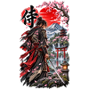 Samurai am Fuji mit Kirschblüten