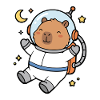 Niedliche Capybara-Astronautin schwebt im Weltraum