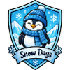 Schnee-Pinguin im Schild