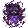 Waschbär mit violetter Aura