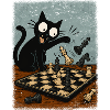  Katzen Schachspieler Schachspiel Schachbrett