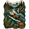 Otter im Waldfluss