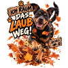 Rottweiler spielt im Laub