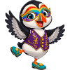 Karnevals-Pinguin im Lila-Weste
