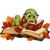 Niedlicher Bücherwurm im Herbst