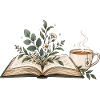 Buch mit Blumen & Teetasse