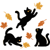 Schwarze Katzen Herbstblätter fallen