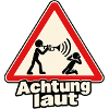 Achtung laut – Trompeter als Warnschild