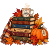 Gemütlicher Herbst Bücherstapel