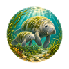 Manatee Mother and Calf Underwater 