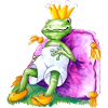 Froschkönig auf royalem Samtkissen