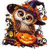 Halloween-Eule mit Hexenhut