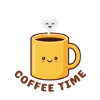 Kawaii Kaffeezeit süße gelbe Tasse