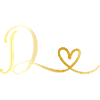 Buchstabe D goldenes Monogramm mit Herz
