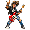 Rocker mit Skull-Tee und roter Bass