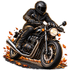 Motorradfahrer im Herbst