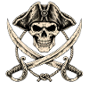 Piratenschädel mit gekreuzten Säbeln