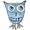 Azurblauer Wide-Eyed Owl Cartoon