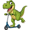 Süßer T-Rex auf Roller Cartoon Freund