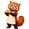 Red Panda Baker mit Cupcake
