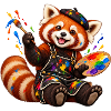 Red Panda Künstler mit Farbpalette