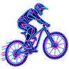 Mountainbike – Downhill-Biker im Neon-Look